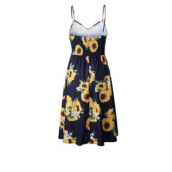 Beautiful women floral chiffon swing midi dress - Picture 5 of 7
